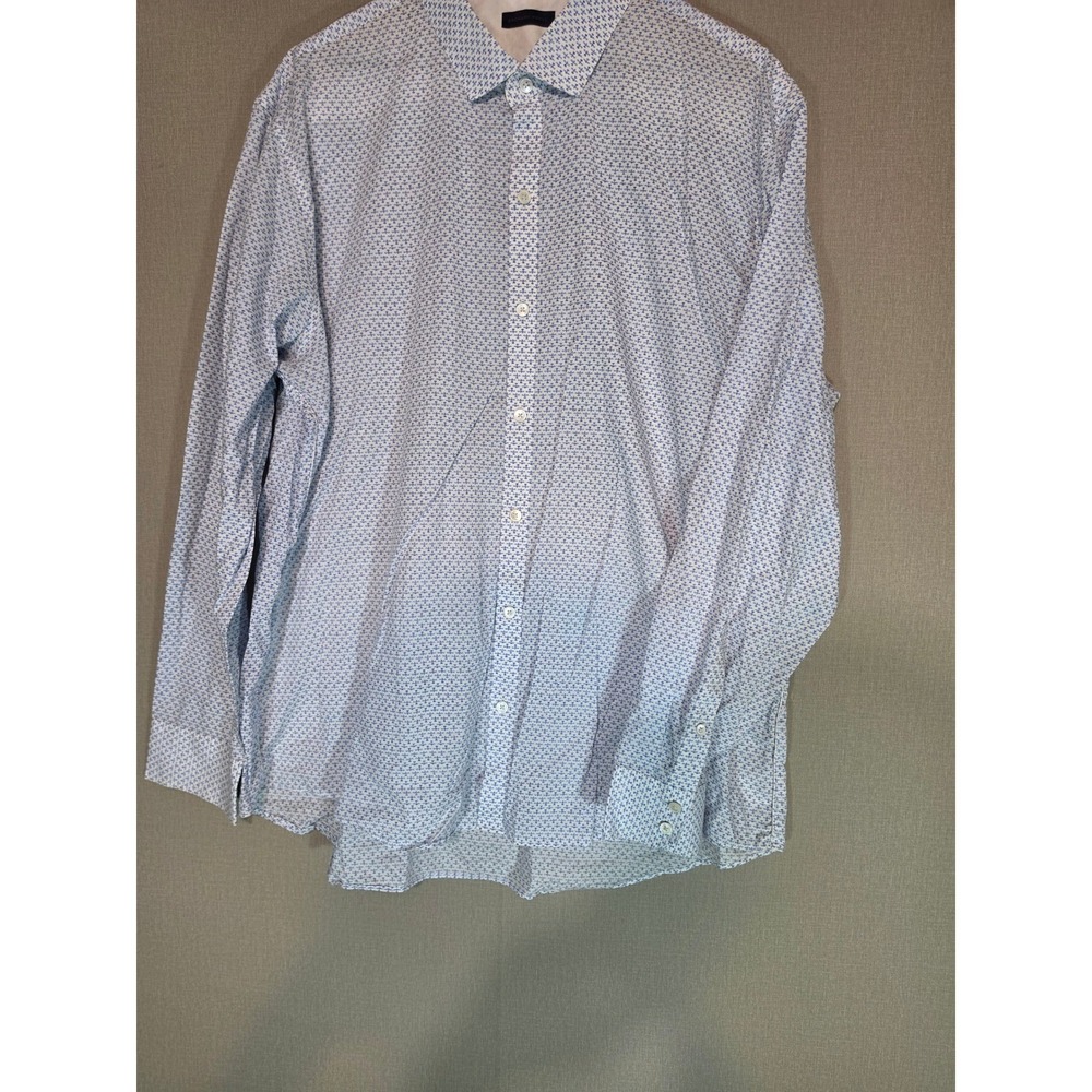 Zachary Prell Mens XXL Blue White Geometric Print Button Down Shirt Long Sleeve
